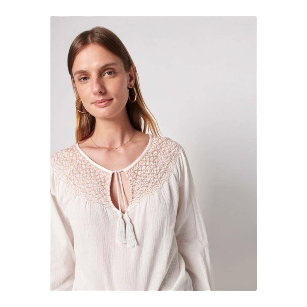 Faherty Laura Embroidered Top - Whisper White NWOT - Picture 3 of 7
